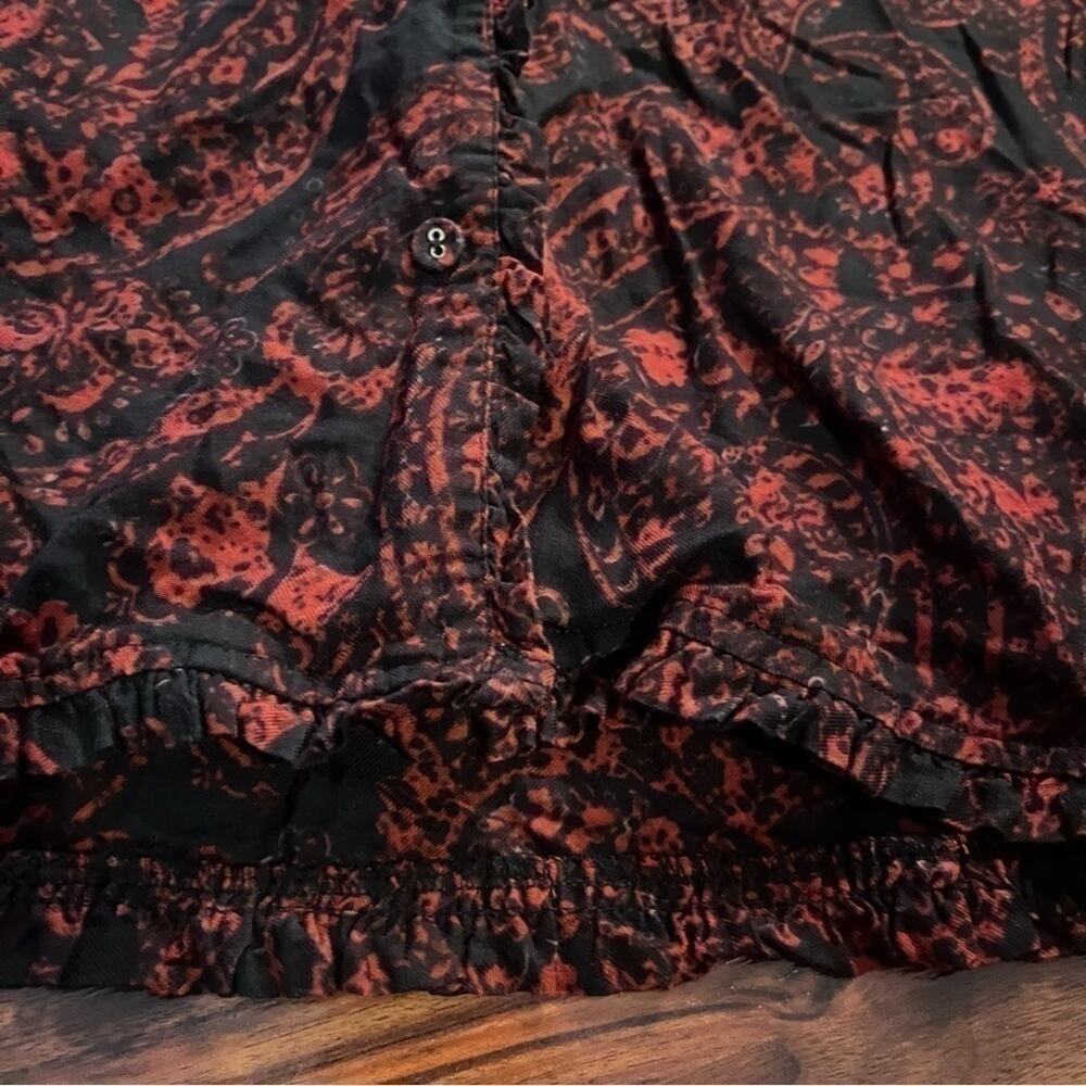 Soft Surroundings Size Small Black Rust Paisley Button Down Shirt - Picture 8 of 12